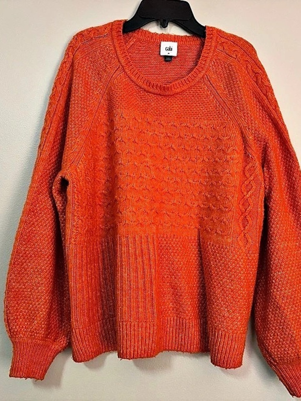 cabi Textured Crewneck Sweater in Orange Like New